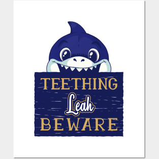 Leah - Funny Kids Shark - Personalized Gift Idea - Bambini Posters and Art